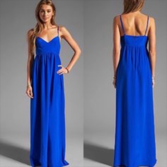 Amanda Uprichard Silk Royal Blue Maxi Gown - Picture 2 of 3